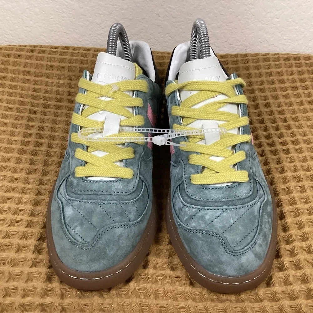 Coolway Goal Womens Sz 7 Suede Sneakers Green Pink Yellow Skater Streetwear